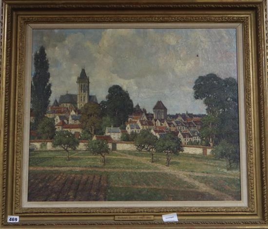 Frederick Marriot (1860-1941), oil on canvas, View of a French town, initialled, 50 x 60cm